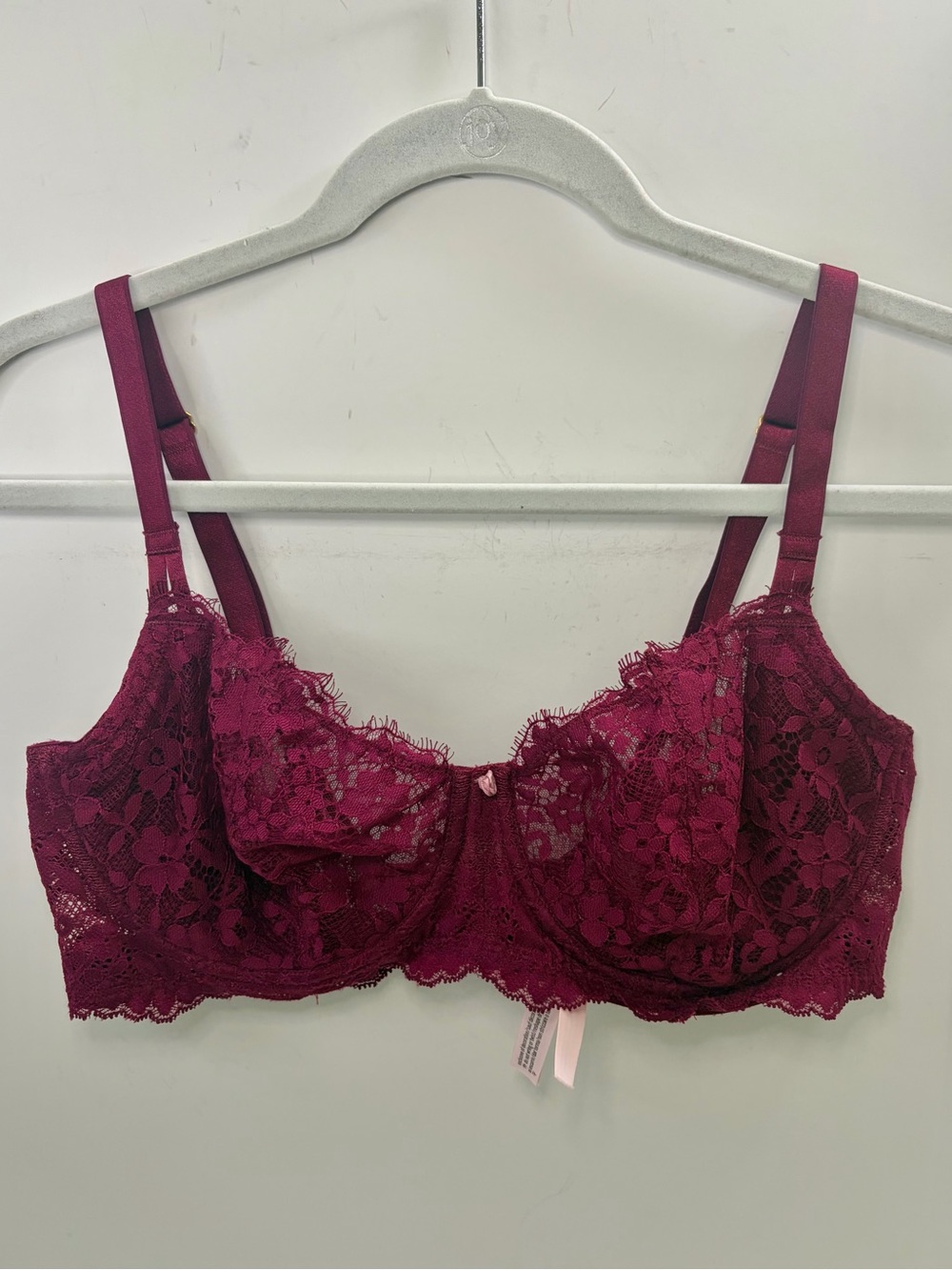 Victoria’s Secret Push Up Without Padding Maroon Lace Adjustable Strap Bra 36DD